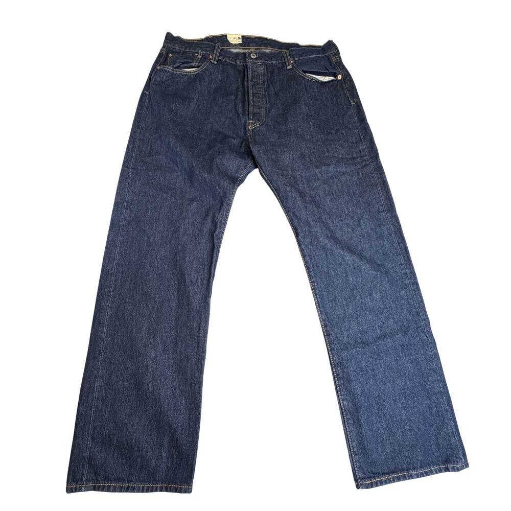 Levis 501 Jeans Mens 40x32 Blue Denim Button Fly Straight Leg Classic Dark Wash